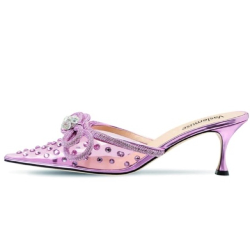 Vaslemuse Women Heeled Mules Rhinestone with Bow